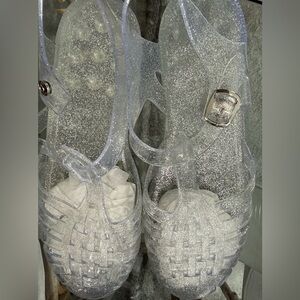 Clear Glitter Jelly Sandals for Women - Sparkling Transparent Style